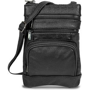 Women's Black Genuine Leather Cross Body Handbag